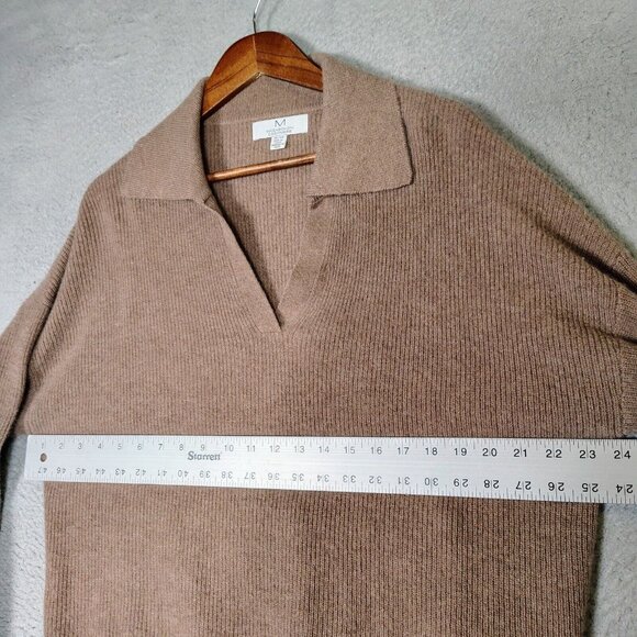 Magaschoni Sweater Women's XL Brown 100% Cashmere Ribbed soft Cozy Preppy - Picture 8 of 11